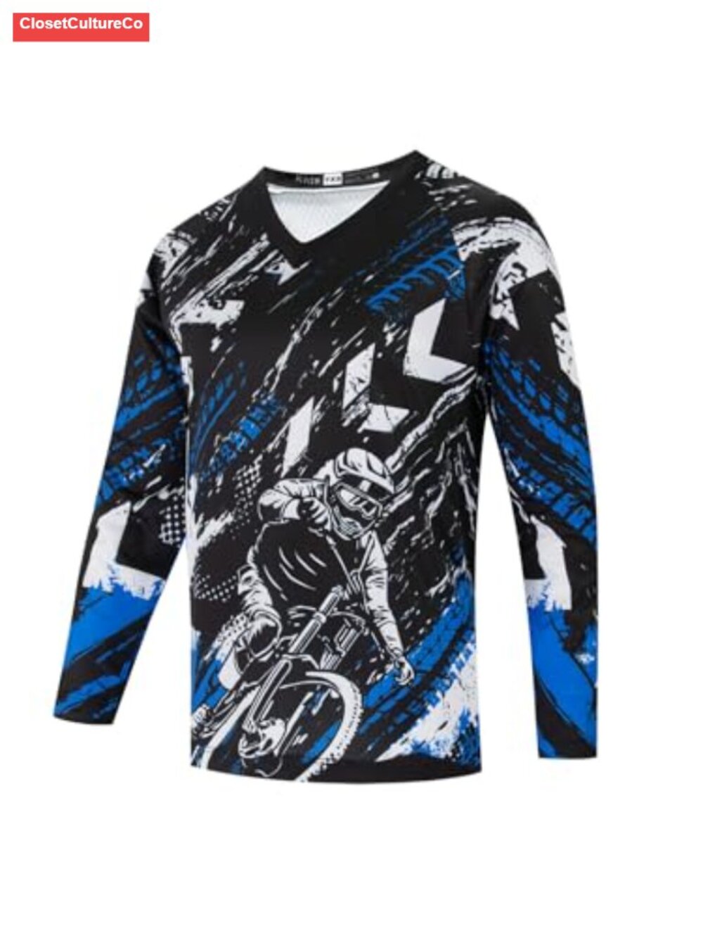Kids Cycling Jersey Youth Dirt Bike Shirt V-Neck Long Sleeve Motocross Top